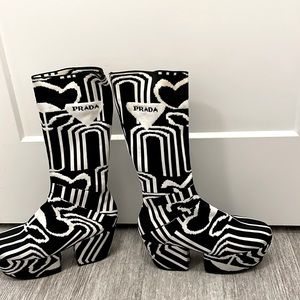 Woman Prada Jacquard knit Platform boots